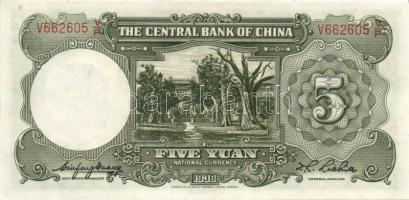 Kína/Köztársaság/Central Bank 1936. 5Y (3x) egymásutáni sorszámmal T:I