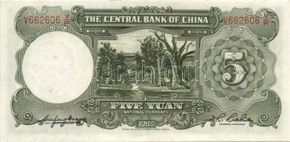 Kína/Köztársaság/Central Bank 1936. 5Y (3x) egymásutáni sorszámmal T:I