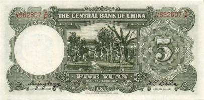 Kína/Köztársaság/Central Bank 1936. 5Y (3x) egymásutáni sorszámmal T:I