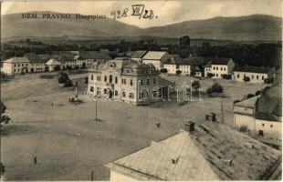 1928 Németpróna, Nemecké Právno, Nitrianske Pravno; Hauptplatz / Fő tér, városháza / main square, town hall