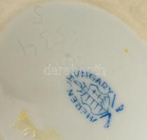 Herendi Viktória mintás díszes váza, kézzel festett, jelzett, apró kopásokkal, m: 12,5 cm