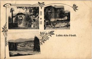 Leibic, Leibitz, Lubica; kén-fürdő, juhnyáj / sulphur spa, flock of sheep. Art Nouveau