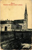 1911 Óbecse, Stari Becej; Alsóvárosi római katolikus templom és plébánia. W. L. Bp. Kiadja Lévai Lajos / Catholic church and parish (kopott sarkak / worn corners)