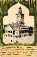1901 Brassó, Kronstadt, Brasov; Városház. Szecessziós litho keret / Rathhaus / town hall. Art Nouveau litho (Rb)