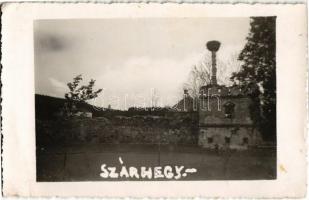 1941 Szárhegy, Gyergyószárhegy, Giurgeu-Sarheghi, Lazarea; Gróf Lázár kastély romjai, gólyafészek / castle ruins, stork nest. photo