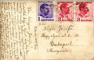 1934 Ditró, Gyergyóditró, Ditrau; Pápai küldött, püspök és a román pátriárka amikor a díszkapunál fo...