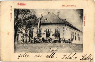 1903 Sóvé, Ósóvé, Ó-Soové, Ravno Selo; Állami iskola, zászló. Kiadja Ifj. Müller J. / school, flag (EK)