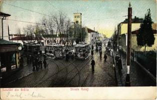 1906 Braila, Strada Galati / street view with trams (EK)