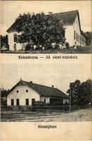 Kolozsborsa, Borsa; Állami elemi iskola, Községháza. Kiadja Ábrahám M. özvegye / school, town hall (EK)