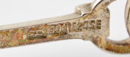 Ezüst(Ag) szecessziós sáltű kövekkel, jelzett, h: 7 cm, bruttó: 4,5 g