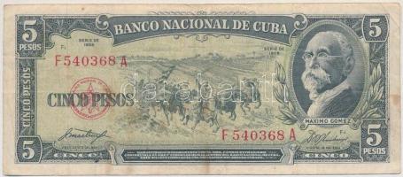 Kuba 1958. 5P T:III fo. Cuba 1958. 5 Pesos C:F spot Krause 91
