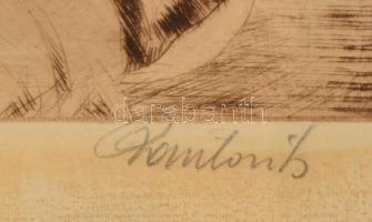 Paulovits Pál (1892-1975): Női akt, rézkarc, papír, jelzett, üvegezett keretben, 35×21 cm