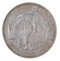 NSZK DN Rhinoceros - Zaire / Bedrohte Tierwelt Ag emlékérem (31,15g/0.999/40mm) T:1- kis patina FRG ND Rhinoceros - Zaire / Bedrohte Tierwelt Ag commemorative medallion (31,15g/0.999/40mm) C:AU small patina