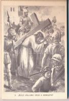 A keresztút - 15 lapos képeslapfüzet Márton L. grafikáival Jézus útjáról a Golgotára / Stations of t...