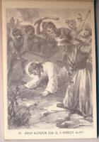 A keresztút - 15 lapos képeslapfüzet Márton L. grafikáival Jézus útjáról a Golgotára / Stations of t...