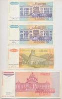Jugoszlávia 1993. 4db-os bankjegy tétel T:III
Yugoslavia 1993. 4pcs of banknotes C:F