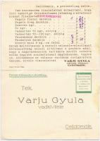 Varju Gyula vadkivitele (Wildexport) Celldömölkön. Kihajtható üzleti válaszlevelezőlap felvásárlási ...