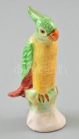 Kis papagáj, mázas kerámia, jelzett, kis lepattanásokkal, m: 9,5 cm
