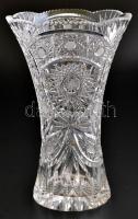 Ólomkristály váza, csiszolt, metszett, apró kopásokkal, m: 20 cm
