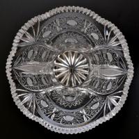 Ólomkristály váza, csiszolt, metszett, apró kopásokkal, m: 20 cm