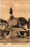 Szászváros, Broos, Orastie; I. Ferdinánd király szobra / Monumentul M.S. Reg. Ferinand I. / statue of Ferdinand I of Romania