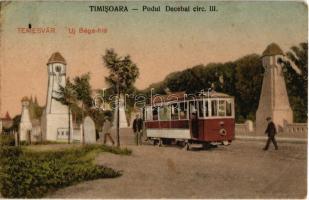 Temesvár, Timisoara; Új Béga híd, villamos / Podul Decebal circ. III. / new bridge with tram (Rb)
