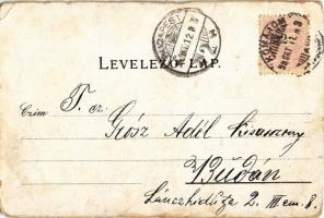 1898 Komárom, Komárnó; Kőszűz, Új és régi várkapu, Duna és híd / castle monument, old and new castle...