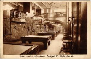 Budapest VI. Teréz körút 24. Edison kávéház biliárdterme, biliárdasztalok, belső (EK)