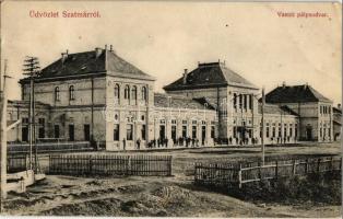 Szatmárnémeti, Szatmár, Satu Mare; Vasúti pályaudvar, vasútállomás / Bahnhof / railway station (fa)