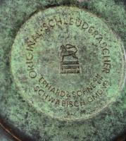 Erhard & Söhne art deco dohányzó készlet ( 5db), réz-bakelit, jelzett tálca (26×17 cm, m:14 cm)