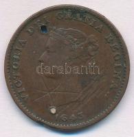 Kanada / Új-Brunswick 1843. 1/2p Cu Viktória T:3 ly.,ü. Canada / New Brunswick 1843. 1/2 Penny token Cu Victoria C:F hole,ding  Krause KM#1