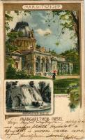 1899 Budapest XIII. Margitsziget, Margit fürdő, Margit forrás. Verlag Back & Schmitt. Art Nouveau, litho s: Rosenberger (EK)