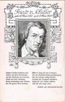 Friedrich Schiller 1759-1805. postkarte Bilder und Worte freier deutscher Männer. Verein Freie Schule. floral