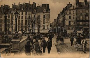 Paris, La Rue Dauphine / street, horse carts, Hotel du Commerce, shops (EK)