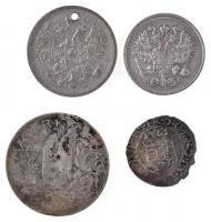 4db-os rossz állapotú ezüstérme tétel, közte 1563K-B Denár Ag I. Ferdinánd T:2-,3 forrasztásnyom  4pcs of various silver coins in bad condition, Hungary 1563K-B Denar Ag Ferdinand I C:VF,F soldering mark