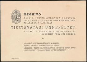 1943 Meghívó Ludovika tisztavató ünnepségre borítékkal 22x16 cm