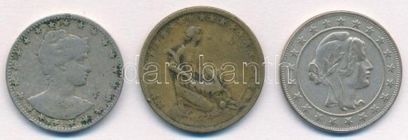 Brazília 1901. 200R Cu-Ni + 1925. 1000R Al-Br + 1928. 2000R Ag T:2-
Brazil 1901. 200 Reis Cu-Ni + 1...
