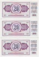 Jugoszlávia 1978. 20D (3x) sorszámkövetők T:II,II-
Yugoslavia 1978. 20 Dinara (3x) sequential seria...