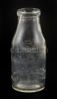 Országos Magyar Tejszövetkezeti Központ feliratos tejesüveg, 5 dl, apró kopásokkal, m: 18 cm