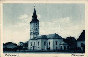 1929 Hajdúszoboszló, Református templom, Nagy Ferenc üzlete. Kiadja Balogh Kálmán, Petrányi felvétele
