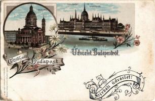 Budapest V. Új Országház, Bazilika. Louis Glaser Art Nouveau, floral, litho