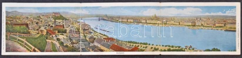 1902 Budapest, Látkép a Gellérthegyről még az Erzsébet híd nélkül. Kihajtható 3-részes panorámalap / foldable 3-tiled panoramacard. Walter Haertel Wien VII/1. (EK)