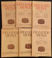 1942-1944 Délvidéki Szemle 7 száma. (I. évf. 3-5., 10. sz., II. évf. 3., 10. sz., III. évf. 1. sz.) Szerk.: Koltay Kastner Jenő. Papírkötésekben, intézményi bélyegzésekkel.