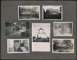 cca 1935 A ma Óföldeák részét képező Gencshát uradalomról, a Návay-kastélyról, a Návay család tagjairól készített 7 db fotó, feliratozva, kartonon, 4,5×6 és 9×5,5 cm