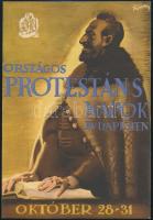 1939 Fejes Gyula (1895-1956): Országos Protestáns Napok Budapesten, kisplakát (vékony fehér keretszél hiányzik), 22,5×15,5 cm