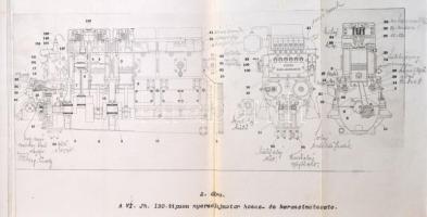 cca 1930 A VI. Jh. 130. típusú Ganz nyersolajmotor, melyet haditengerészeti célra használtak, leírás...