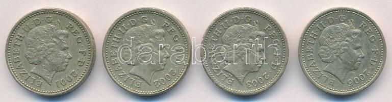 Nagy-Britannia 2001-2006. 1Ł (4xklf) T:2,2-  Great Britain 2001-2006. 1 Pound (4xdiff) C:XF,VF