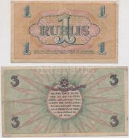 Lettország / Rigai Munkásszervezet 1919. 1R + 3R mindkettő fólia tasakban T:III
Latvia / Riga'...
