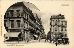 Budapest I. Fő utca, Berger Adolf férfi szabó üzlete, takarékpénztár. Divald Károly 632.