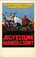 Hogy felszánthassuk a harctereket, jegyezzünk hadikölcsönt! / WWI Hungarian military loan propaganda art postcard s: Haranghy